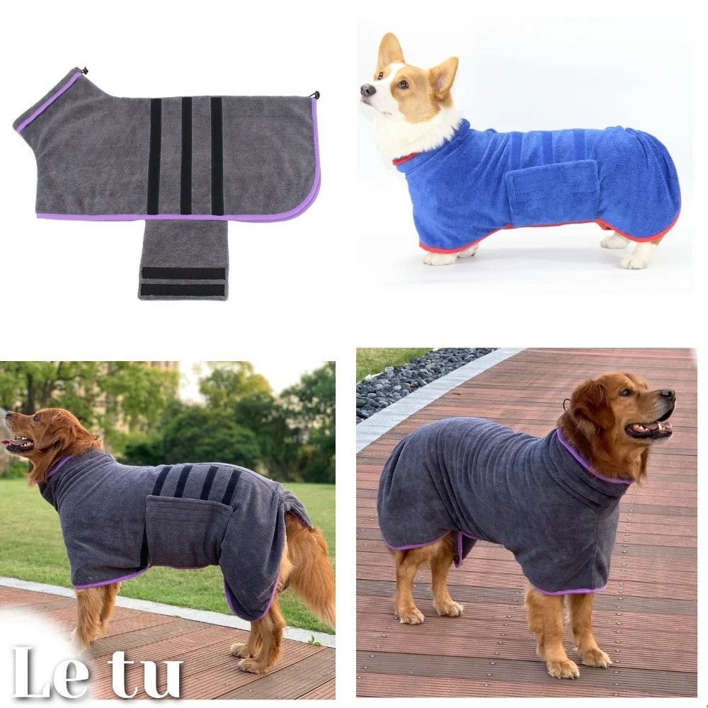 

Dog Bathrobe Towel Adjustable Bath Robe Pet Bathrobe Drying Coat Absorbent Towel for Large Medium Small Dog Cats Super Fast Dry