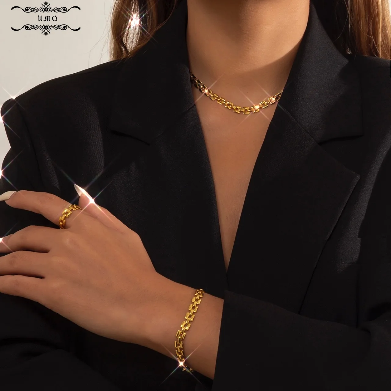 

Choker Woven Strap Necklace Hip Hop Trendsetter Advanced Metal Clavicle Chain Necklace