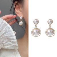 imitation pearl dangle earrings for women temperament white round drop earrings korean fashion girls ear jewelry bijoux femme