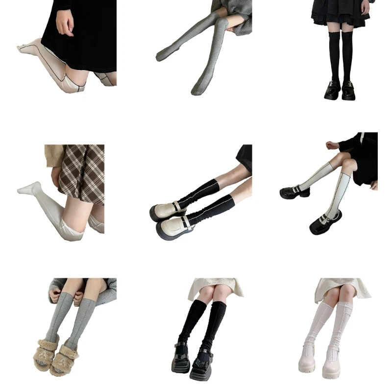 

Long Striped Stocking Knee Length Casual Elegant Style Sock for Summer 264E