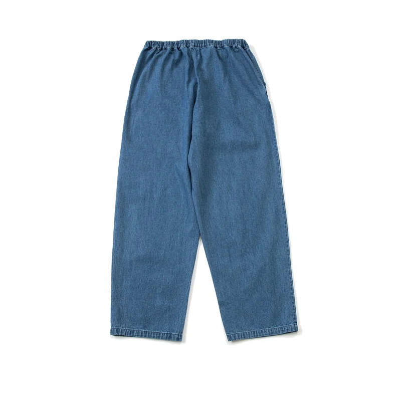 Japanese Simple Basic Wash Thin Denim Loose Men's Pants Elastic Waist Jeans New Arrival High Street