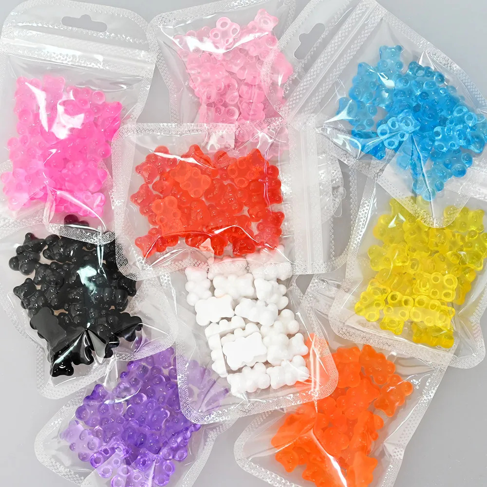 

20Pcs/bag Gummy Bears Rhinestone Nail Art Charms Manicure Decoration Parts Kawaii Resin Gems for Professional Nail Art Supplies