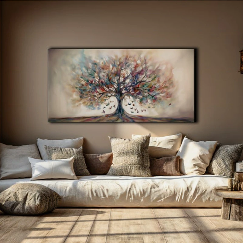 Красочное украшение Древо жизни абстрактное настенное искусство холст живопись