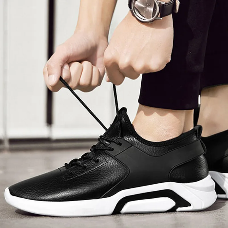 

New men's shoes breathable pu casual shoes sports shoes men's shoes lace-up running shoes men shoes