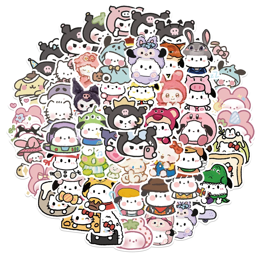 

10/30/56pcs Kawaii Sanrio Cartoon Stickers Kuromi Anime Sticker Diary Scrapbook Stationery Guitar Phone DIY Aesthetics Decals