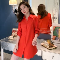 s 5xl sexy mid length loose dresses for women spring autumn new fashion female clothing long sleeve lady top pajamas shirt skirt
