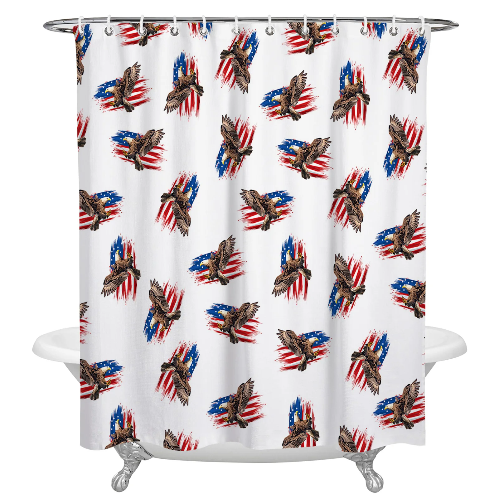

Занавеска для душа с американским флагом и орлом, занавеска для ванной, водонепроницаемая занавеска для ванной из полиэстера с крючками