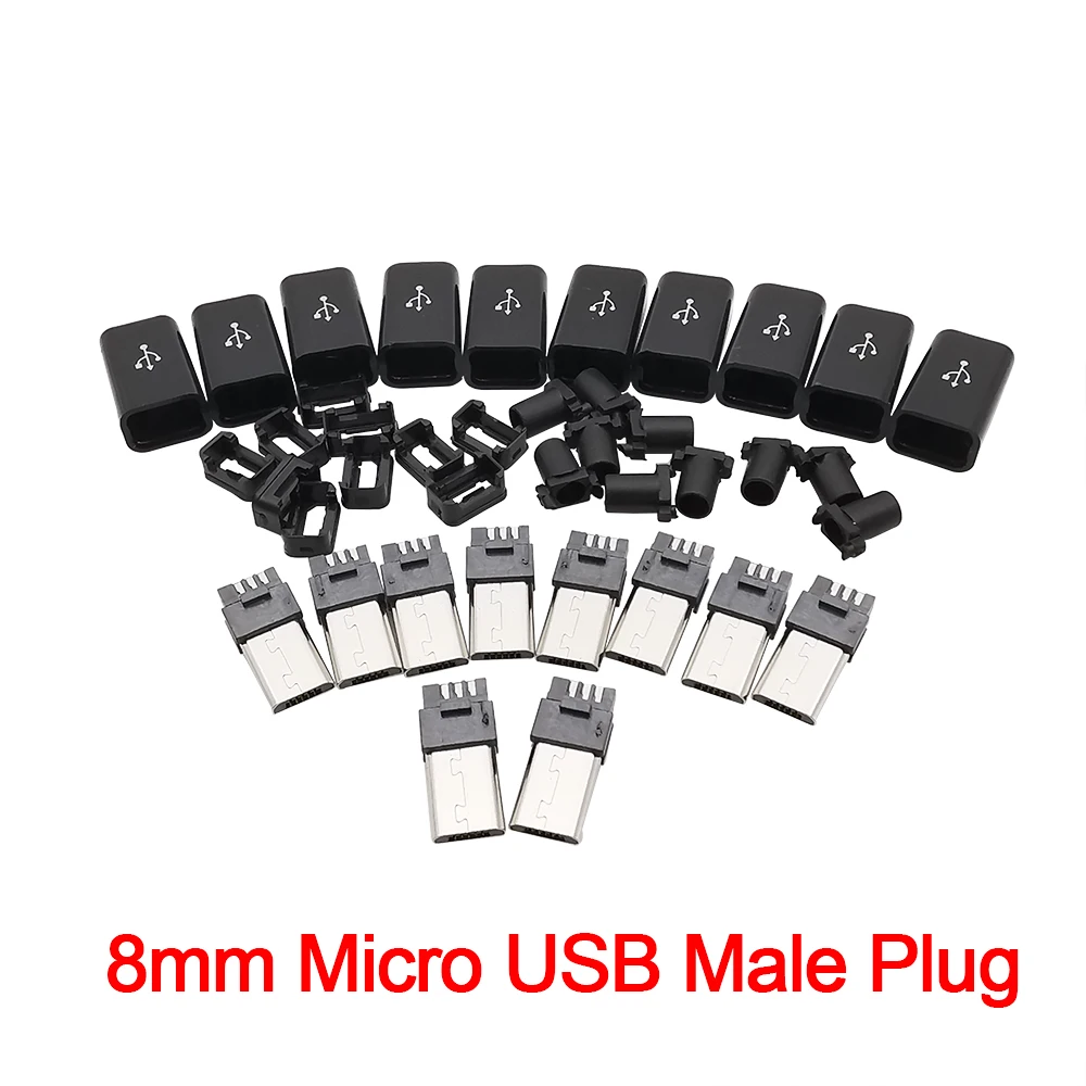 

10 шт., разъем Micro USB, 8 мм, 5pin