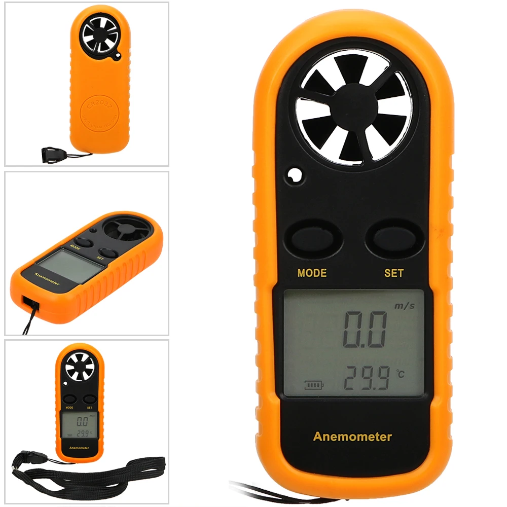 

Pocket Smart Wind Thermometer Hand-held Anemometer Wind Speed Gauge Meter Anti-wrestling Measure 0-30m/s Digital Display