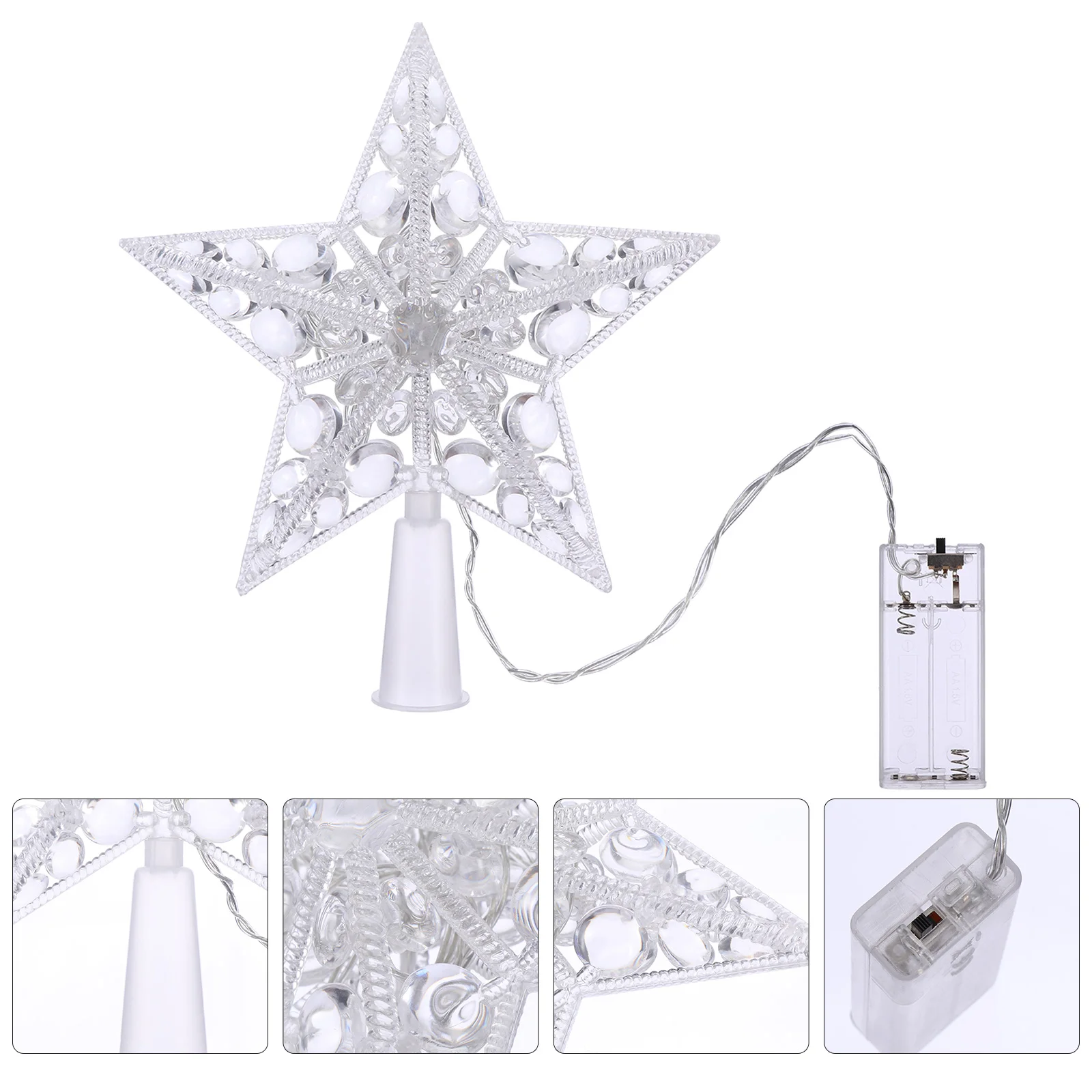 

Christmas Tree Top Lights Decor Adornment LED Star Treetop Jacket Topper Plastic Xmas Decoration
