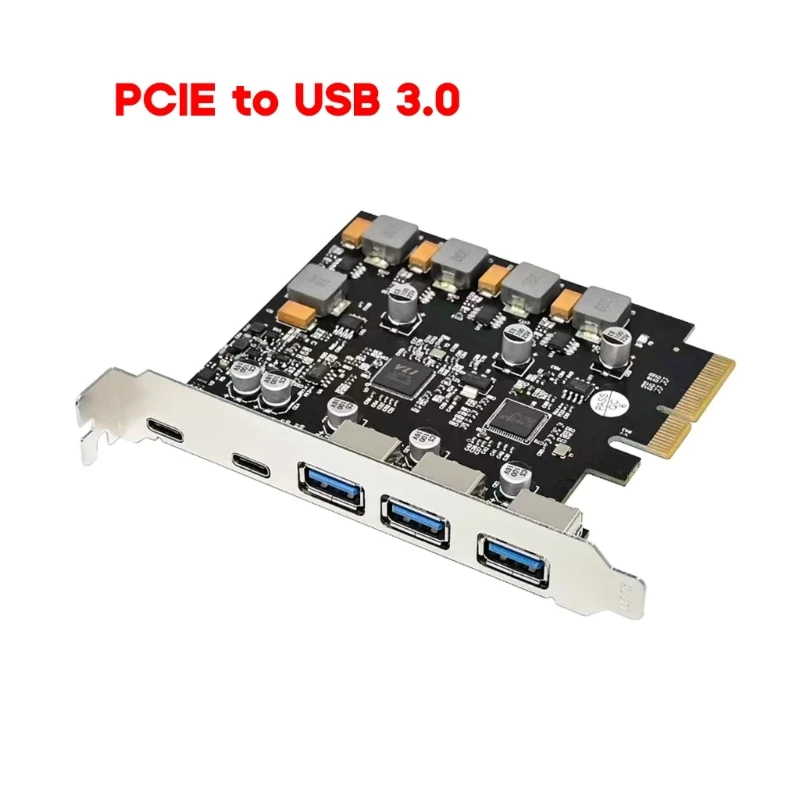 

PCIE Usb3.0 Card 5 Ports USB3.0 PCI-E Expansion Card Type-C (2) Type-A (3) PCI-Express Adapter HUB- Controller Card