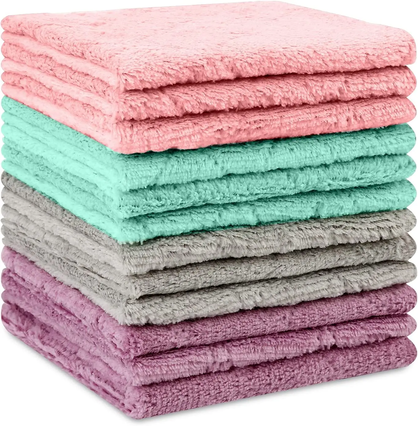 

12PCS/Pack Microfiber Cleaning Cloth Kitchen Towels Double Sided Microfiber Towel Lint Free Highly Absorbent Multi-Purpose