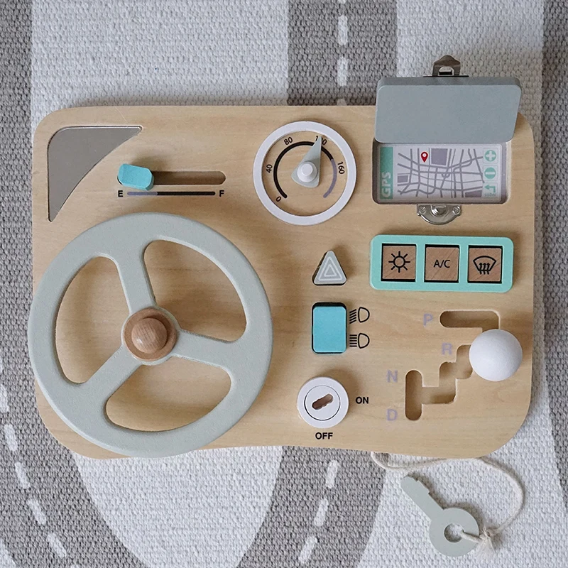 

1Set Baby Wooden Montessori Toys Multifunctional Car Driving Simulator Toy Early Education Puzzle Developing Toy Children Gifts