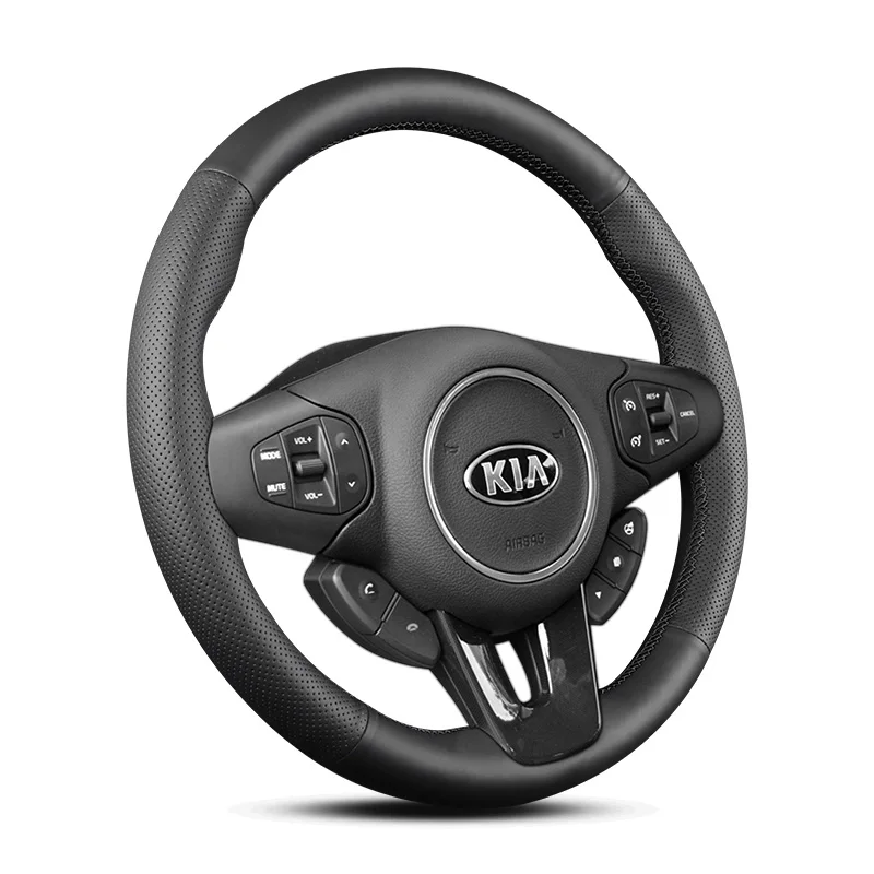 

Чехол на руль из черной кожи для kia old carens