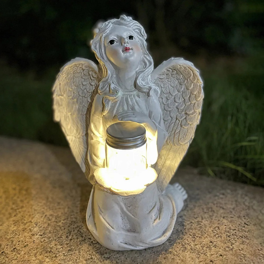 

Solar Wing Angel Light Statue Sculptures Outdoor Fairy Figurines Desktop Night Light Home Bar Club Lawn Decor