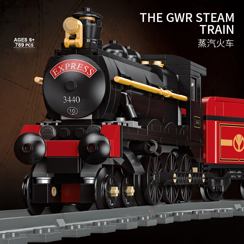 

GWR Steam Train Model MOC 20th Century Industrial Revolution Series Building Blocks Toys City Steampunk Era Scene Bricks Retro