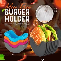 contact free burger food fixed clip shell sandwich hamburger silicone rack holder for household washable kitchen convenient part