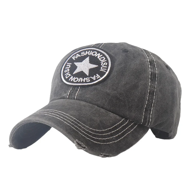 Бейсболка с вышивкой в виде звезд вареная хлопковая кепка из ткани уличная