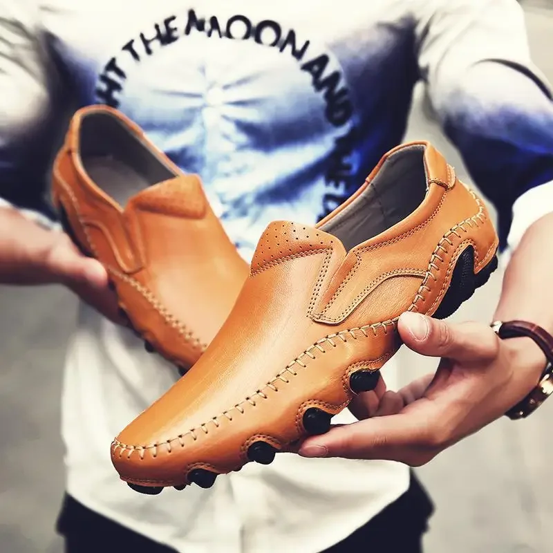 

Лоферы мужские кожаные повседневные, дышащие, мягкая подошва, без застежки, Воловья кожа, для вождения, деловые универсальные, для весны и осени