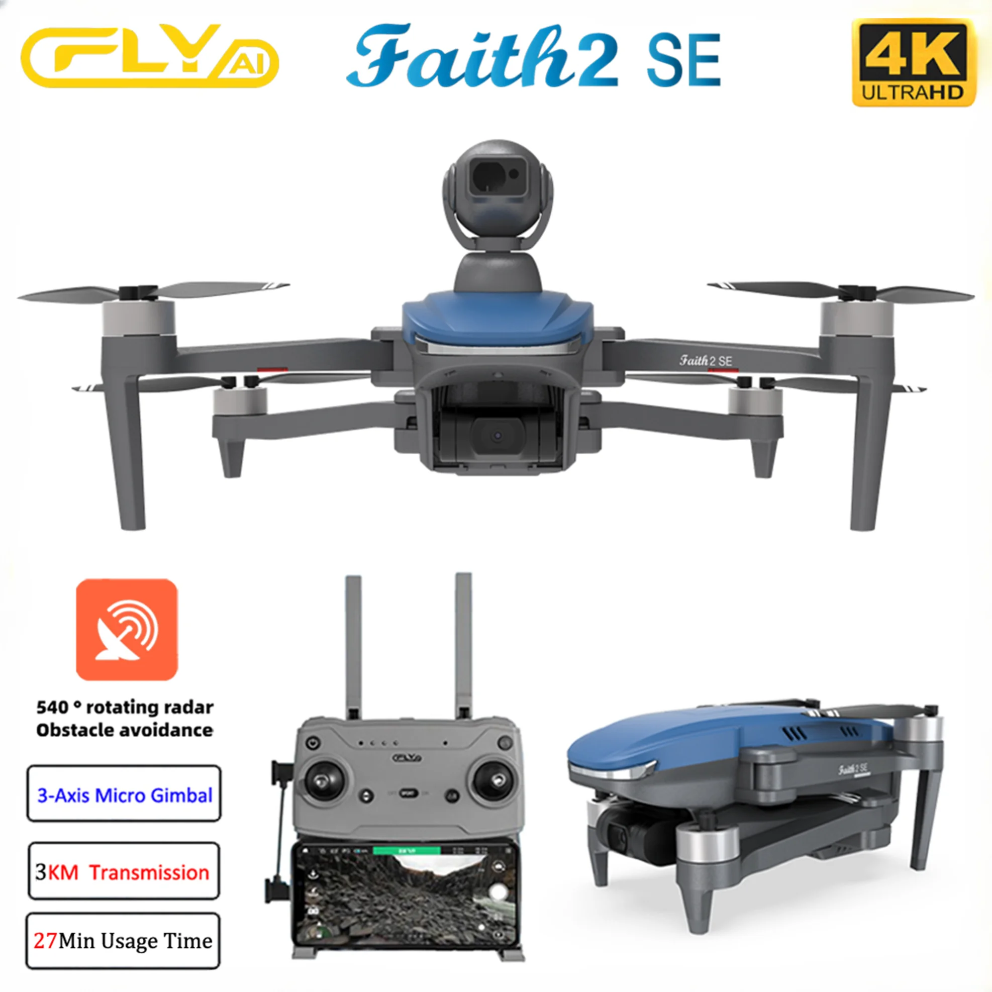 

Квадрокоптер C-Fly Faith 2 SE с 3-осевым шарнирным замком, GPS, 3 км