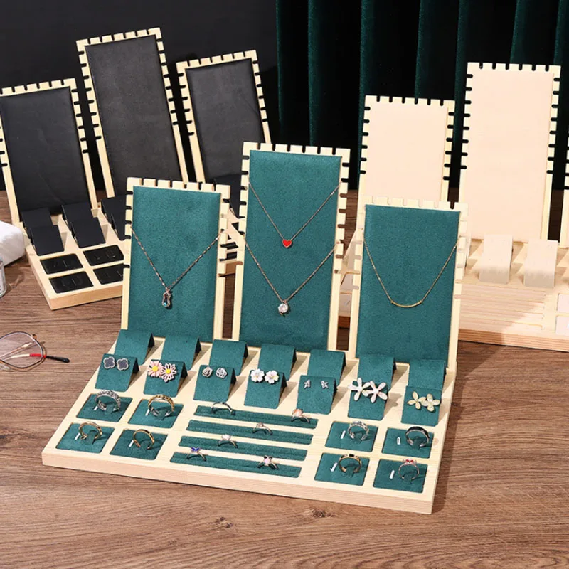 Bamboo Earring Necklace Display Stand Pendant Hanger Window Counter Jewelry Stand Shooting Live Jewellery Display Props