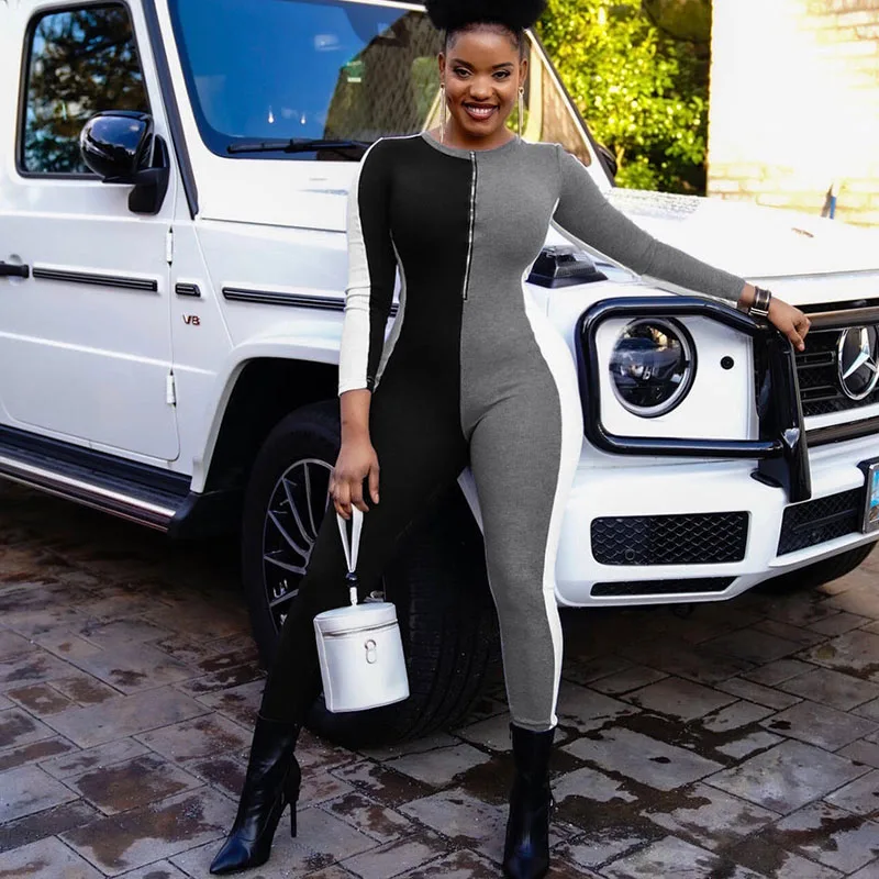 

Женский комбинезон на молнии, с длинным рукавом