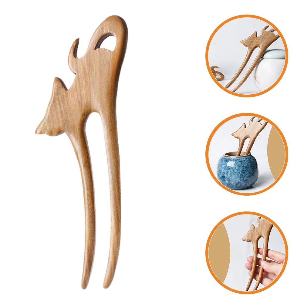 

Wooden Cat Hair Pin Vintage Wooden Hair Cat Carved Hair Fork Hair Clip for Long Hair Jewelry Gifts Light Brown