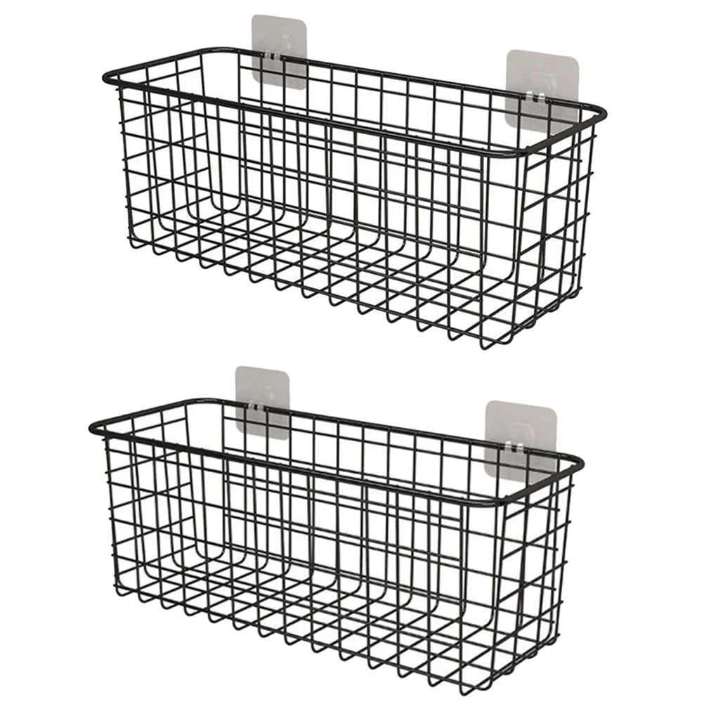

2pcs Mesh Wire Storage Basket Wall Mounted Basket Organizer Rustic Kitchen Diversified Vintage Basket Bottle Towel Sponge