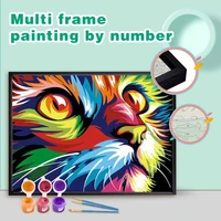 chenistory cat animals painting by numbers kit acrylic paint on color canvas wall art diy multi aluminium frame home decor gift