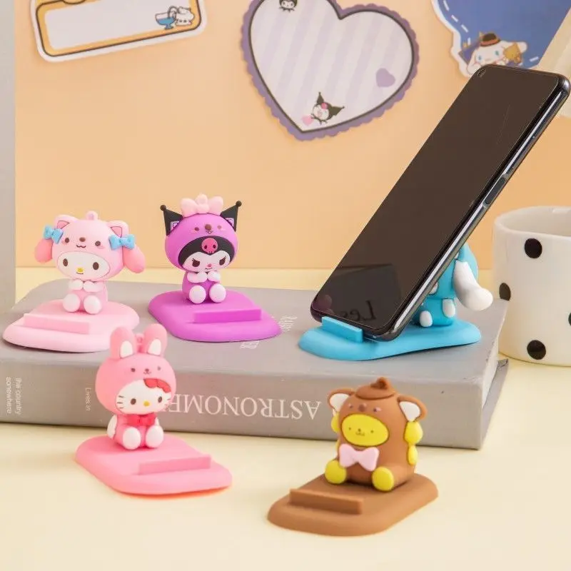 

Sanrio Anime Kawaii Hello Kitty Kuromi Mobile Phone Holder for Desk Support Cute Cartoon Phone Stand Desk Decor Gifts
