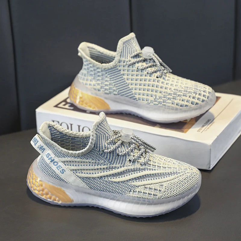 

2023 New Teenager Boy Sport Shoes Luxury Brand Children Running Shoe Elastic Band Kids Designer Shoes Boy Soft Sneakers Child