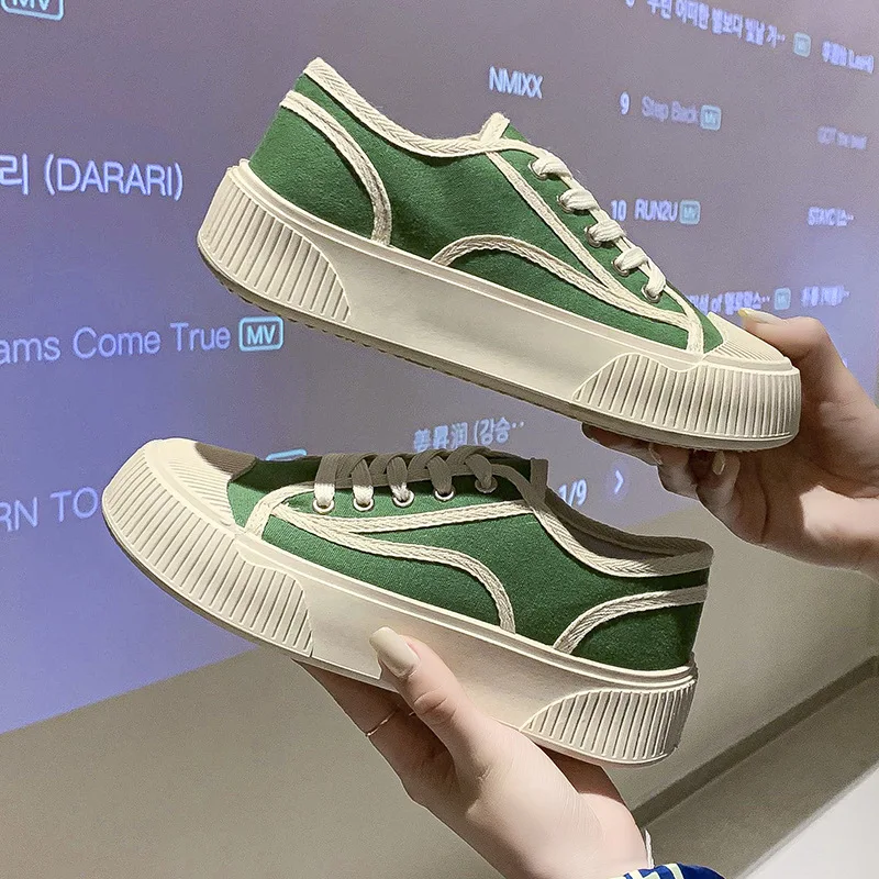 

Canvas Women's Shoes Spring New Flat Casual Color Women's Vulcanize Sport Shoes Trend Comfortable Canvas Women's Sneakers Female