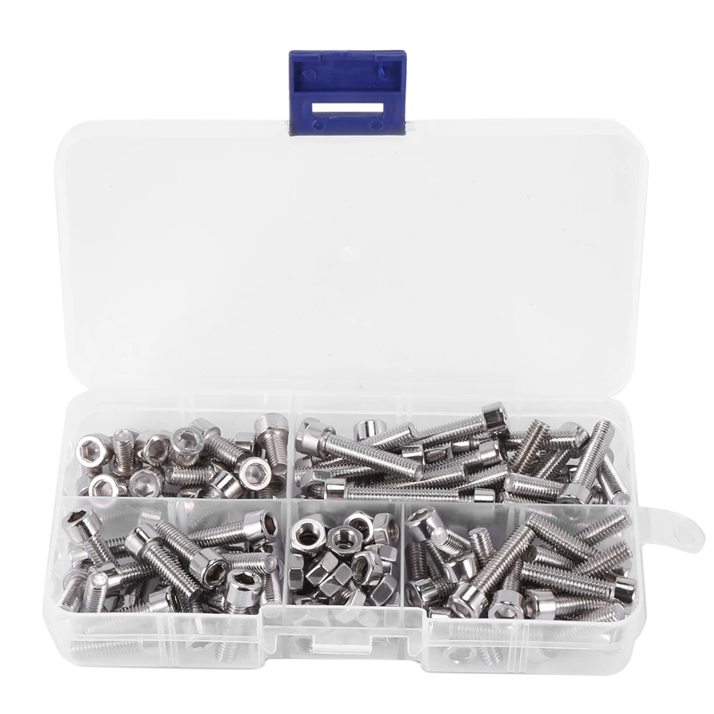 

120Pcs M5 Stainless Steel Metric Hex Socket Head Cap Screws Nuts Assortment Kit(5 Sizes)