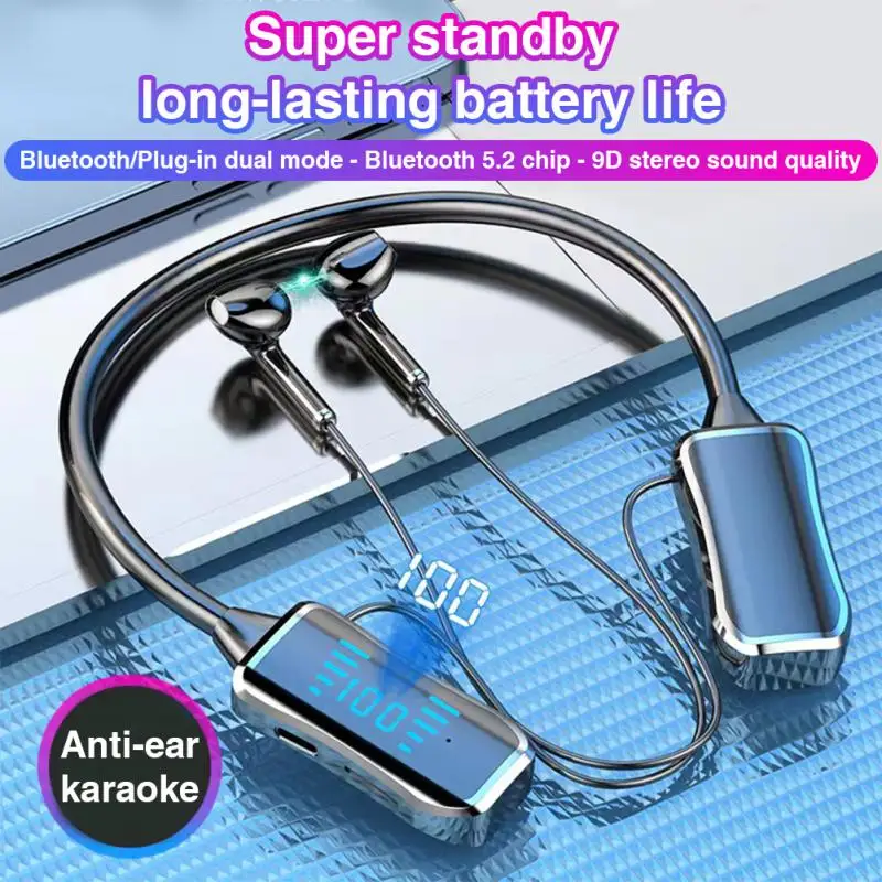 

New Neck-mounted Bluetooth Headset Sports Wireless Earphones Neck-mounted Large Battery Binaural Magnetic Suction Headphones