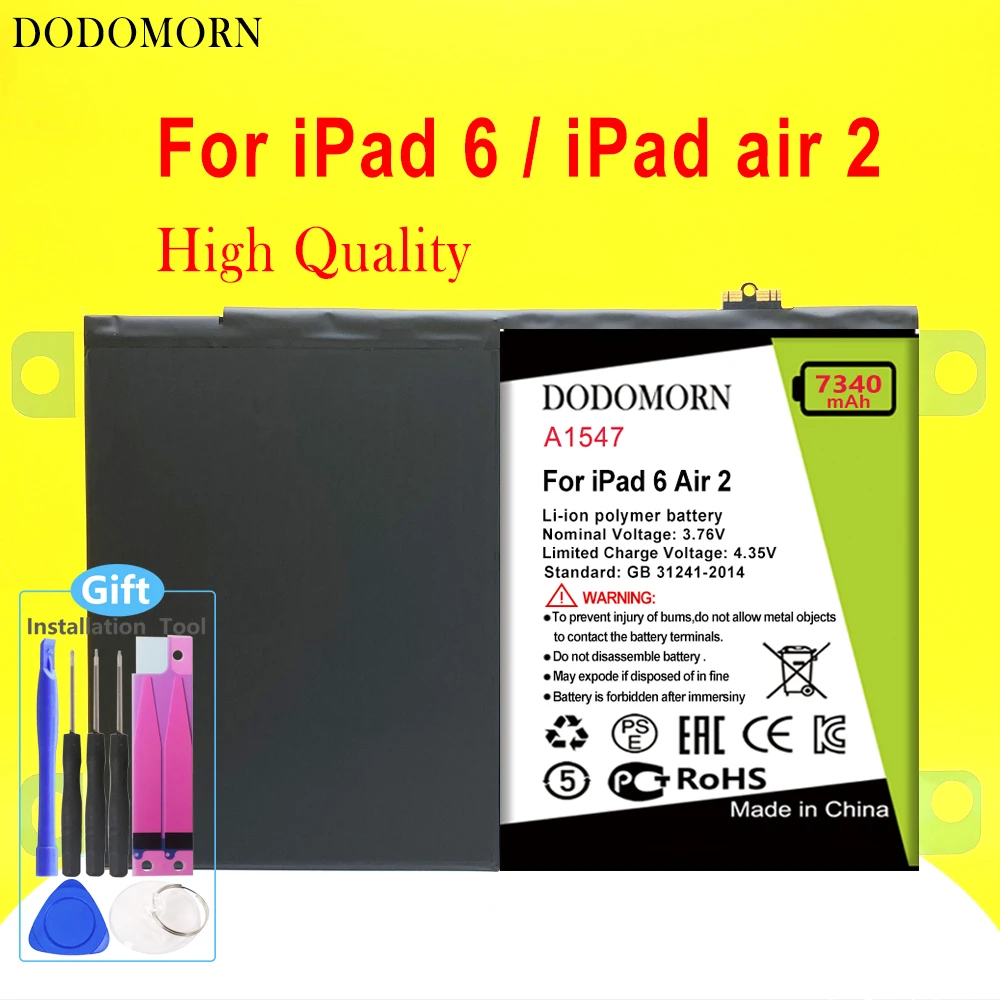 

DODOMORN Battery For iPad 6 / iPad air 2 A1566 A1567 A1547 Tablet +Tracking Number