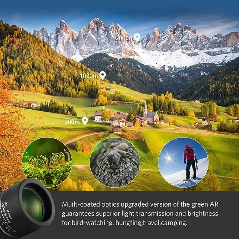 NEW 40X60 HD Powerful 9500M Telescope Optics BAK4 Night Vision Monocular Portable High Power For Hunting Bird Watching | Инструменты