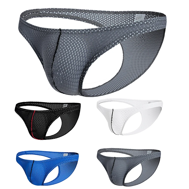 

Mens Mesh Seamless Elastic Underwear Mesh Convex Breathable Bodycon Solid Triangle Briefs For Male Underpants Soft Trunks Cueca