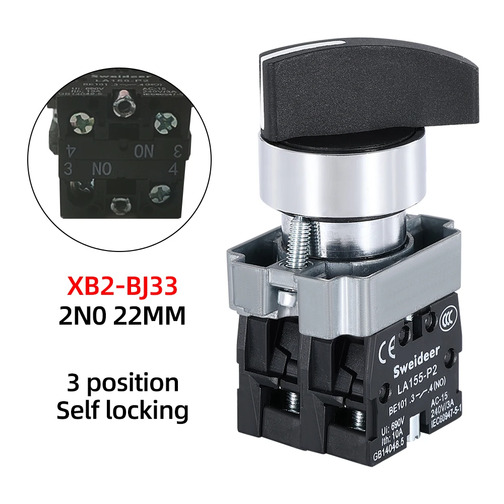 

Переключатель с ручкой 22 мм BD33 BD23 BD25 BD35 BD41 BD53 BJ33 1NO/2NO/1NO1NC 2/3 позиция самоблокировка сброс выберите переключатель с ручкой