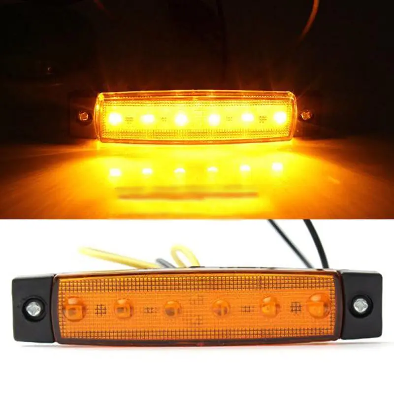 

6LED Amber Truck Boat Side Marker Taillight Indicators Light Bar Lamp 12V BUS Lorries Trailer Rear Lamps Side Marker Tail Light
