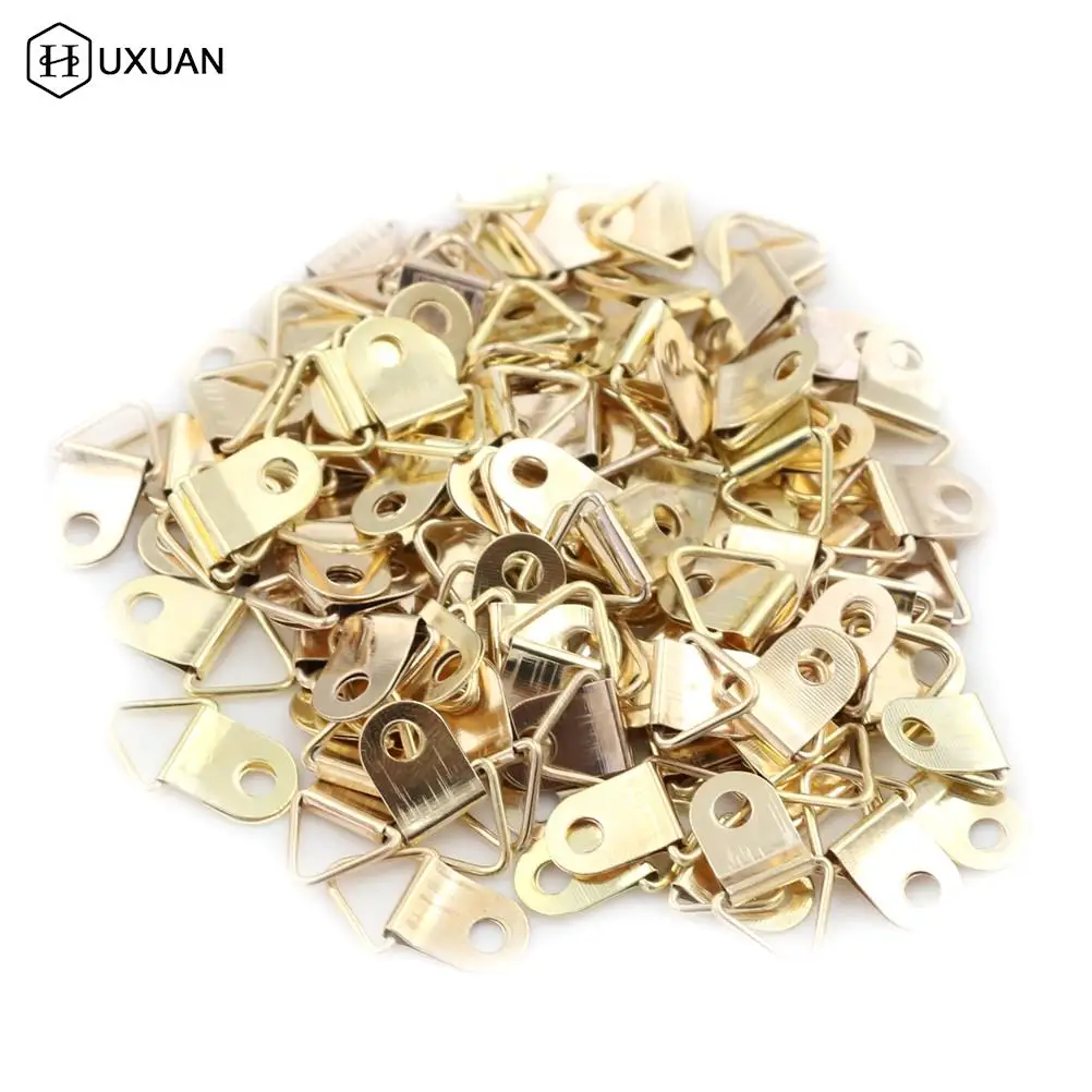 

100PCS/20PCS/10PCS Golden Triangle D-Ring Hanging Picture oil Painting Mirror Frame Hooks Hangers