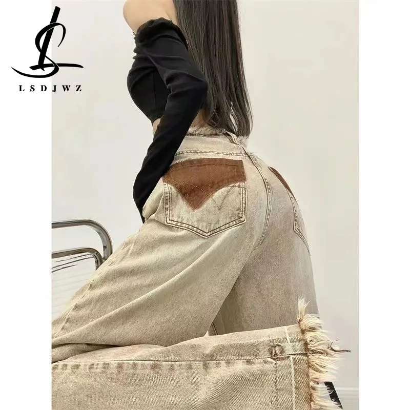 

Straight Leg Jeans Woman Denim Y2k Female Clothing Korean Fashion Streetwear Vintage Clothes Jeans Women 2023 Pants Women's