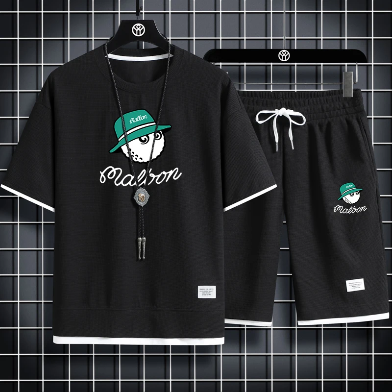 Conjuntos de Golf para hombre, chándal coreano de moda, camisetas de manga corta y pantalones cortos deportivos, traje informal,