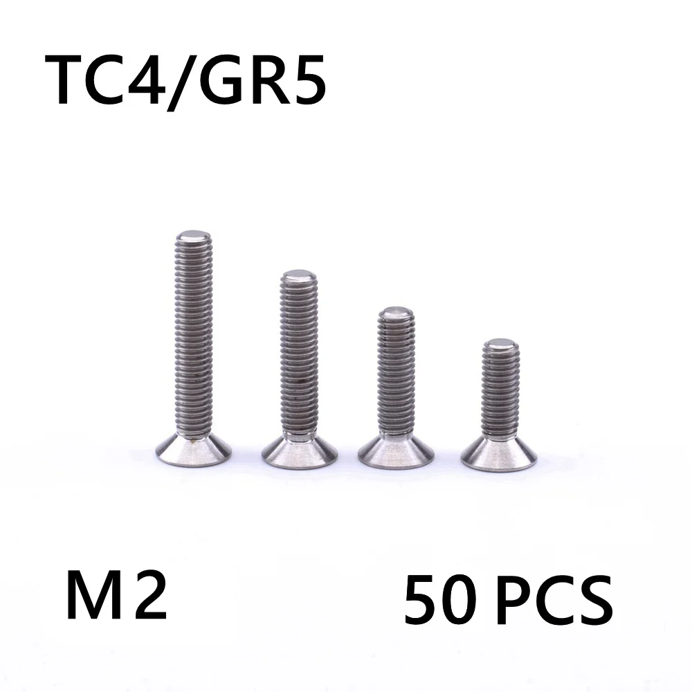 

TC4/GR5 болты для мотоцикла титановые 50 шт. болты высокая прочность M2 светильник вес Шестигранная розетка потайная головка игрушки DIN7991