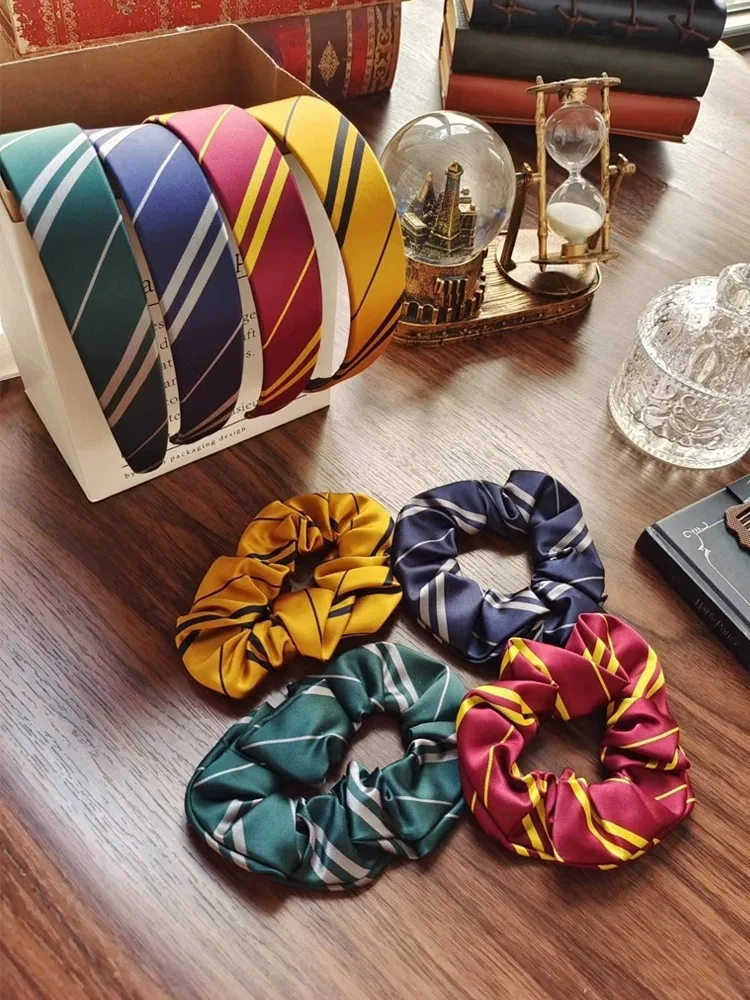 

Harries Potters Headband Around Hogwarts Universal Studios Hair Accessories Silk Scrunchie Elastic Female Baroque Headwear