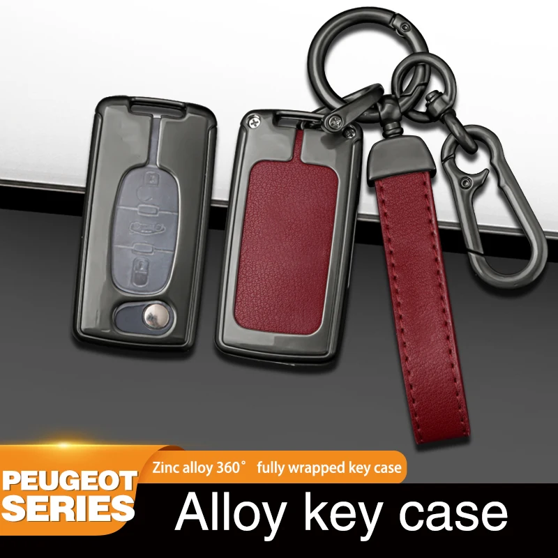 

Fashion Metal Leather Car Remote Key Case Cover Shell For Peugeot 107 207 307 308 407 607 3008 5008 For Citroen Xsara Picasso C5