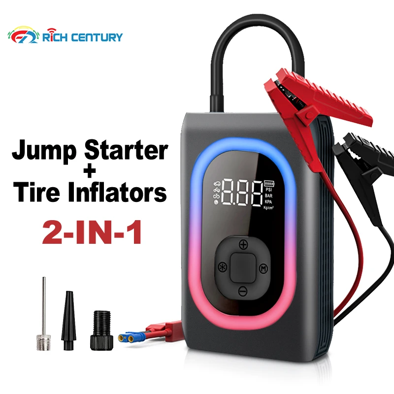 Купи 2022 New Car Air Pump 2-In-1 Multi-Function LED Display 12000mAh Built-in Lithium Battery Safe And Durable For To Cars Bike Ball за 11,988 рублей в магазине AliExpress