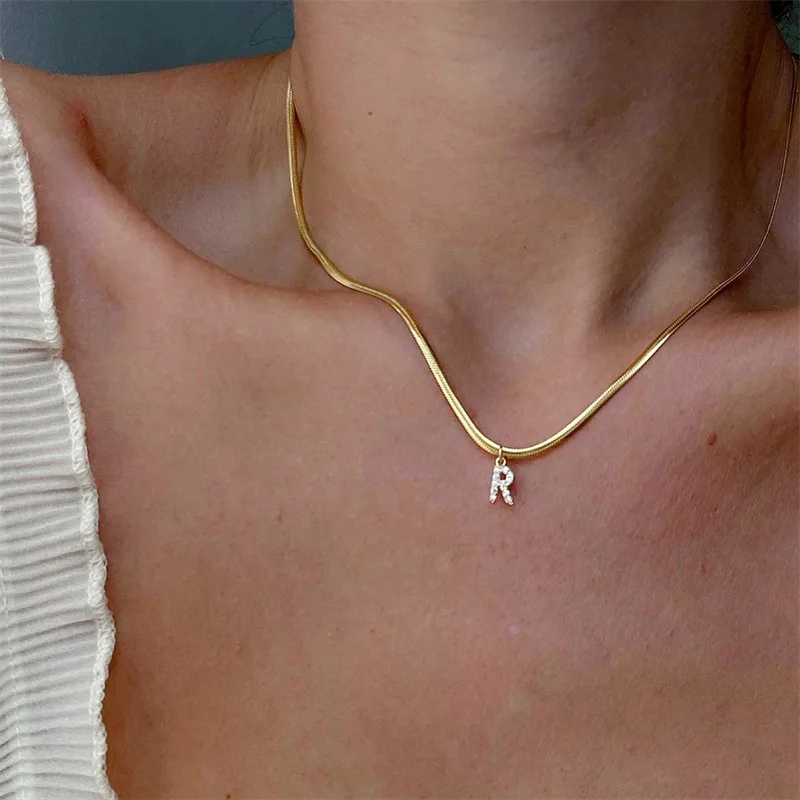 

Женская цепочка из нержавеющей стали, ожерелье с подвеской в виде классической буквы шириной 2 мм, Подарочная бижутерия, 2023