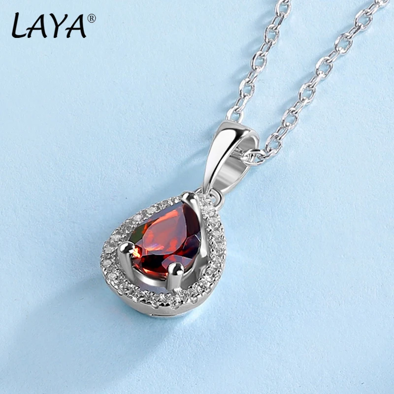 

LAYA Natural Gemstones Pendant Necklace For Women Pear Brilliant Cut Vintage Gemstone 925 Sterling Silver Wedding Fine Jewelry