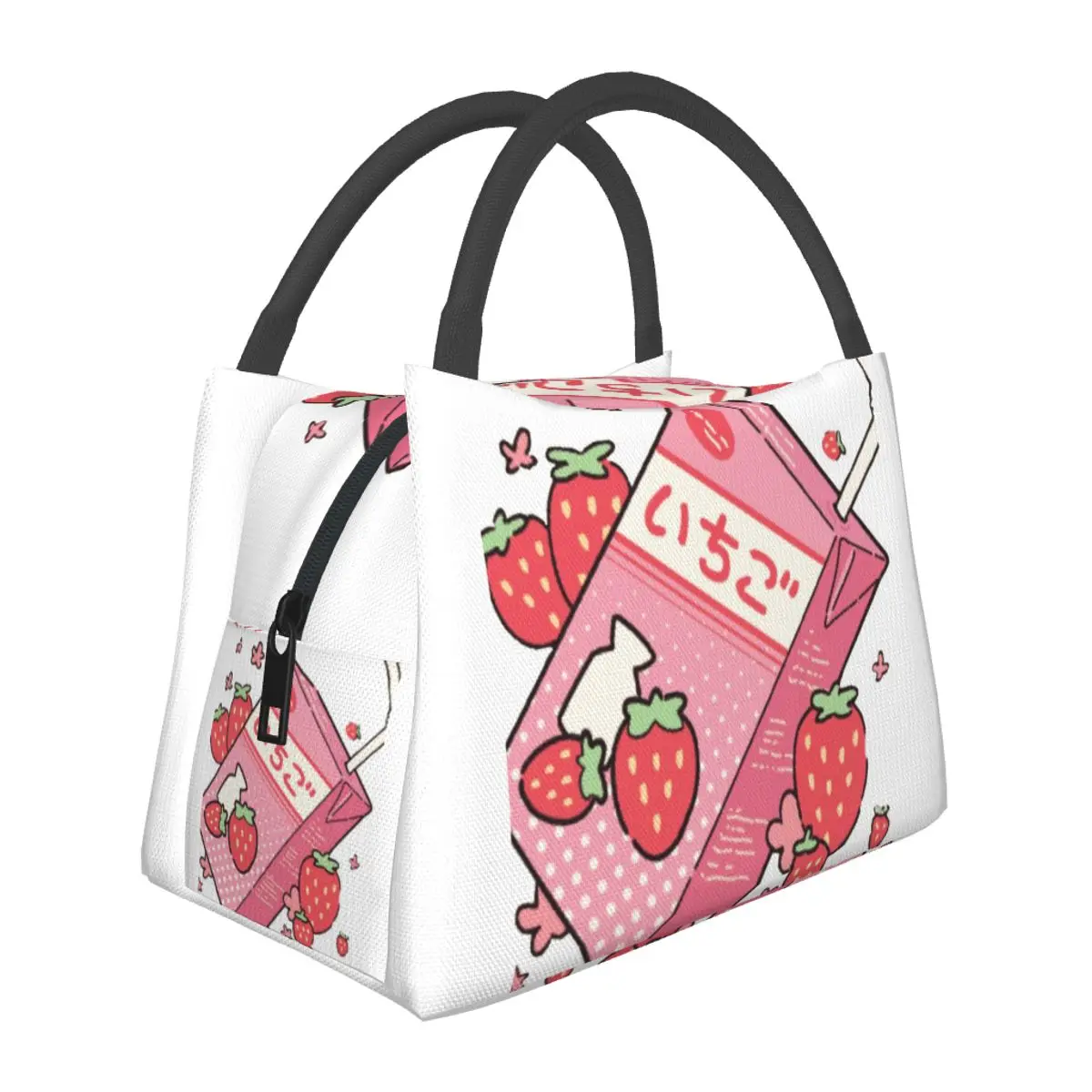 

Fresh Strawberry Milk Shake Lunch Bag Fruit Retro Lunch Box For Men Office Portable Cooler Bag Oxford Print Thermal Lunch Bags