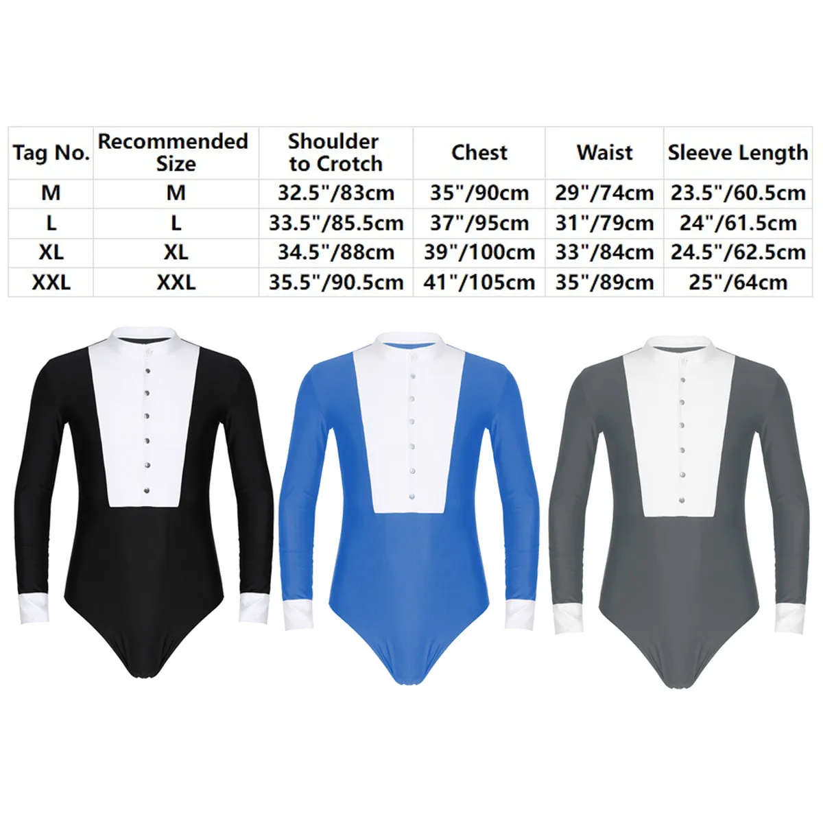 Mens Dance Shirt Long Sleeve Latin Unitard Bodysuit Clothes Competition One Piece Dancewear Ballroom Ballet Leotard |
